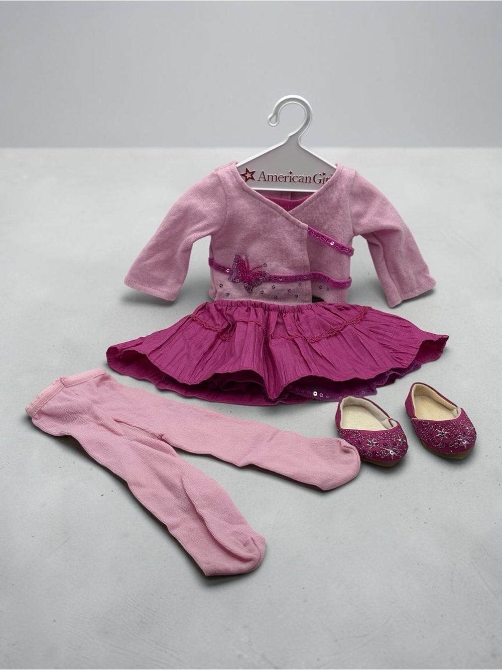 VTG 2006 American Girl Doll Sweet Sequins Pink Party Outfit Shoes Tights Classic